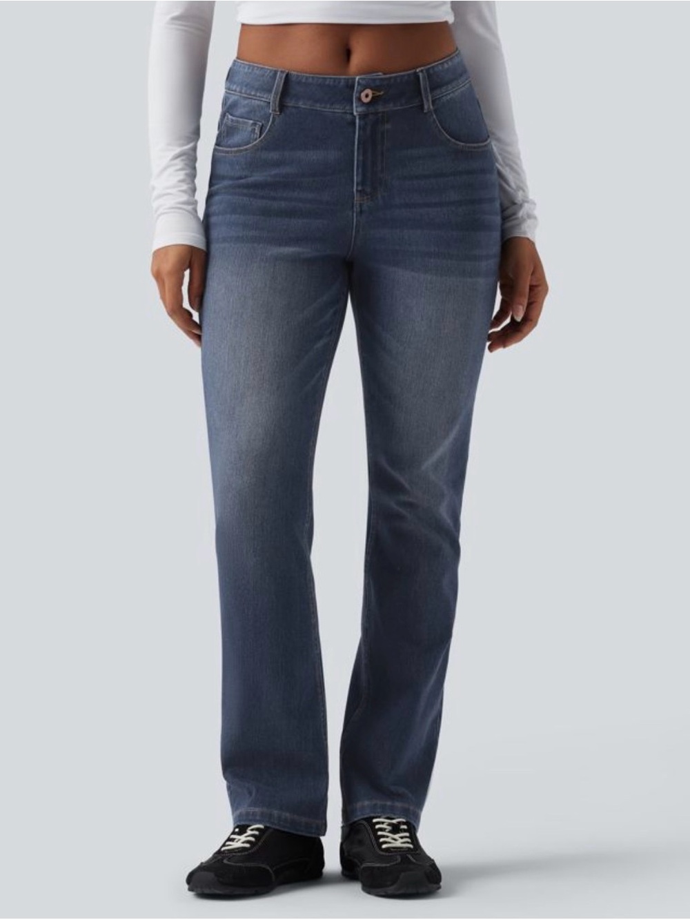 NWT Halara Flex™ Low Rise Zipper Pockets Washed Casual Bootcut Jeans